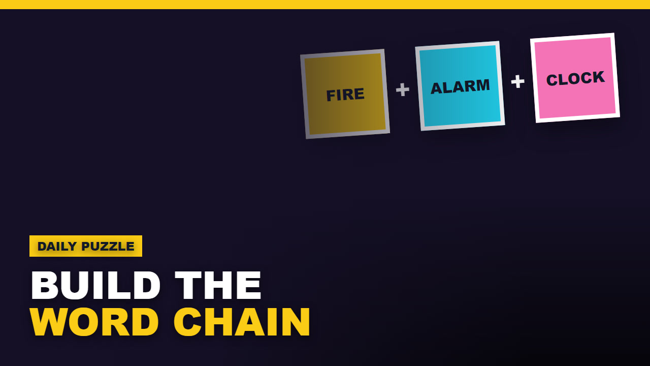 Editorial thumbnail for Chainlink showing a daily word-chain puzzle board and floating tiles